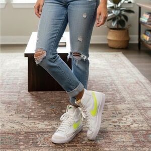 Nike Women's Blazer Mid '77 sneakers in the White and Lemon Venom.
